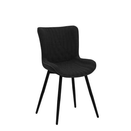 YOUTASTE Set of 2 Mid-Century Modern Black Upholstered Dining Chairs