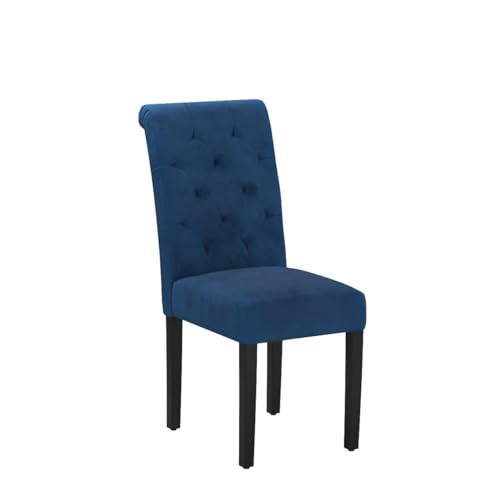 LSSBOUGHT Stylish Blue Dining Chairs with Solid Wood Legs, Set of 2