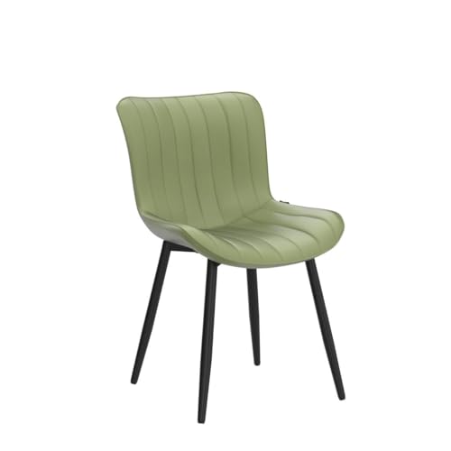 JNS AVIATION Set of 2 Olive Green Mid-Century Modern Dining Chairs - Armless Faux Leather with Metal Legs