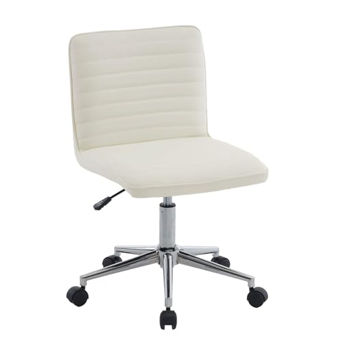 IvoryWhite PU Leather Swivel Office Chair