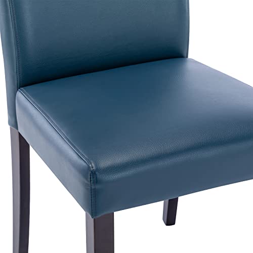 Blue Faux Leather Kitchen & Dining Armless Chairs, Set of 2