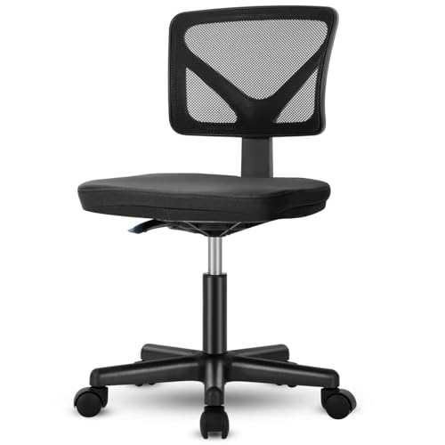Elevon Ergonomic Armless Desk Chair for Small Spaces - Adjustable Rolling Mesh Swivel Chair