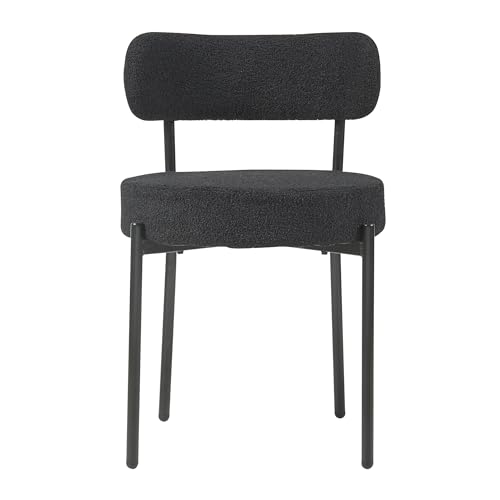 Mid-Century Black Boucle Panana Dining Chair Set (4)