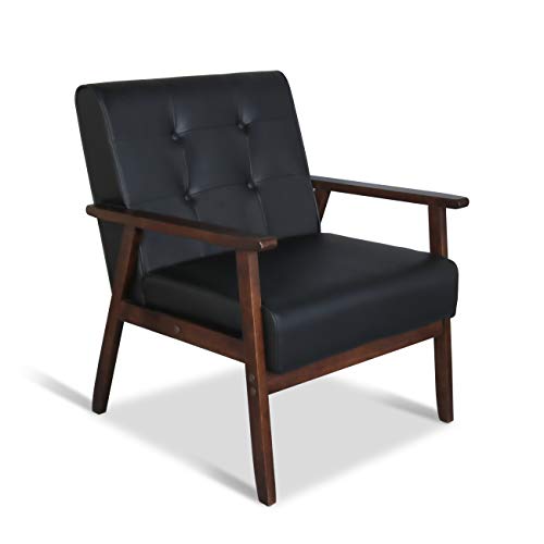 JIASTING Mid-Century Modern Upholstered Accent Chair (Black Square Legs)