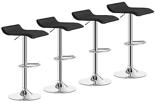 4 Pack VECELO Black Swivel Bar Stools for Kitchen and Bar