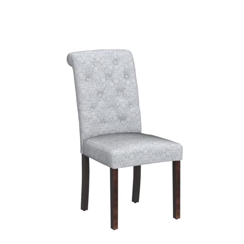 COLAMY Set of 2 Blue Button-Tufted Dining Chairs with Wood Legs