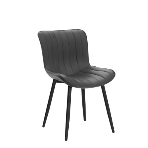 JNS AVIATION Set of 2 Mid-Century Modern Black Upholstered Dining Chairs with Metal Legs