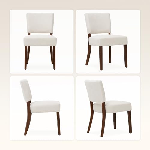 JNS AVIATION Mid Century Modern Beige Upholstered Dining Chair Set (4 Pieces)