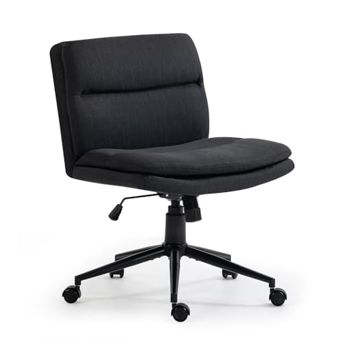 Modern Black Swivel Task Chair with Wheels for Home Office