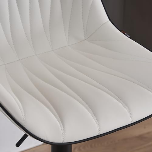 YOUNIKE Set of 2 Adjustable White Faux Leather Bar Stools