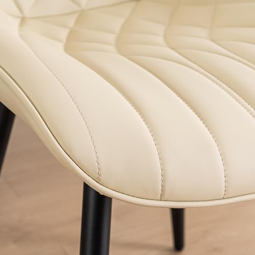 JNS AVIATION Beige Mid Century Modern Dining Chair Set of 2