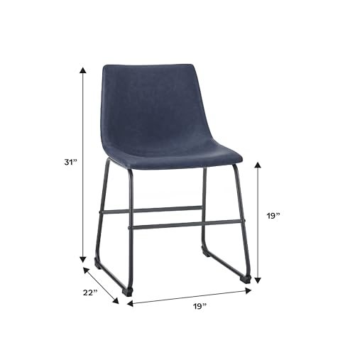Urban Industrial Navy Blue Dining Chairs, Set of 2