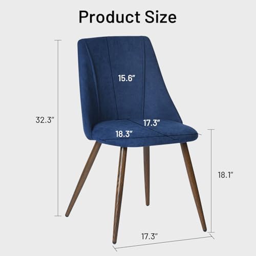 Set of 2 Dark Blue Upholstered Dining Chairs for Home and Restaurant