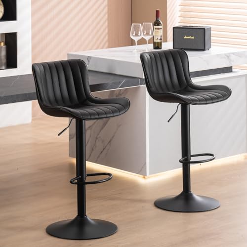 JNS AVIATION 24-inch Black Metal Bar Stools for Kitchen Island Set of 2