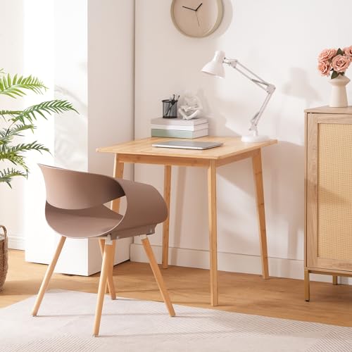 HOOBRO 27.6 Bamboo Dining Table for 2 - Versatile Square Space Saver, Easy to Assemble
