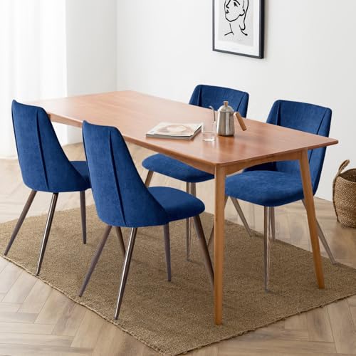 Set of 2 Dark Blue Upholstered Dining Chairs for Home and Restaurant