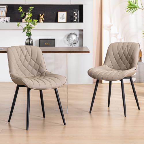 JNS AVIATION Mid-Century Modern Khaki Dining Chair Set - Comfortable Upholstered