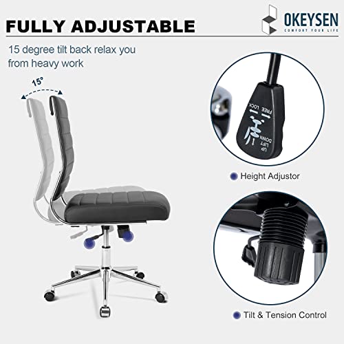 Okeysen Mid Back Armless Leather Office Chair for Conference Rooms
