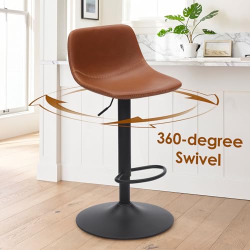 2 Pack Mid Century Modern Swivel Bar Stools with Back Support for Kitchen Island