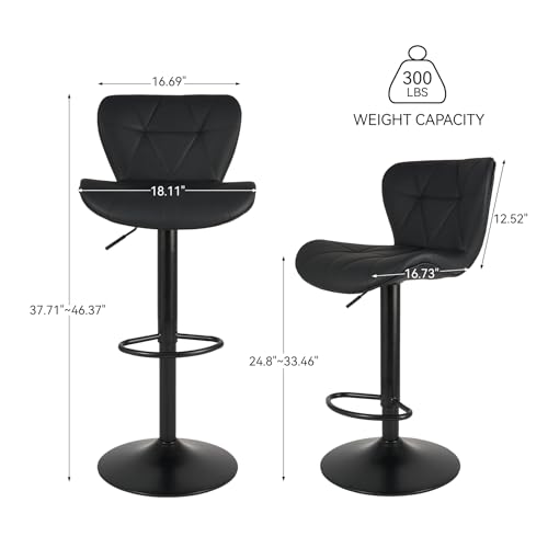 Modern Adjustable Swivel Bar Stools Set of 2 for Kitchen Island