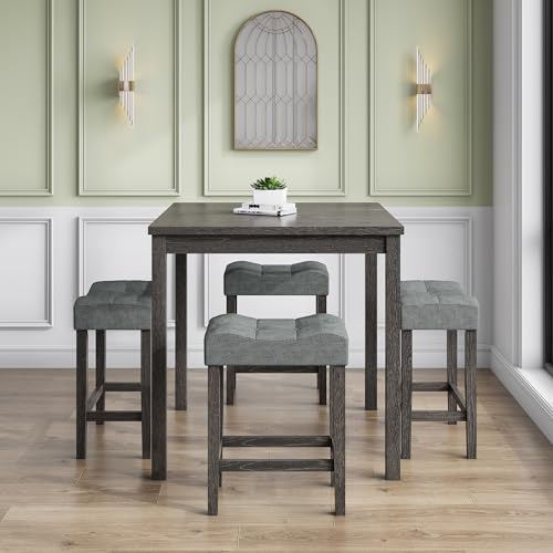 Modern 5-Piece Counter Height Dining Table Set for Kitchen, Black