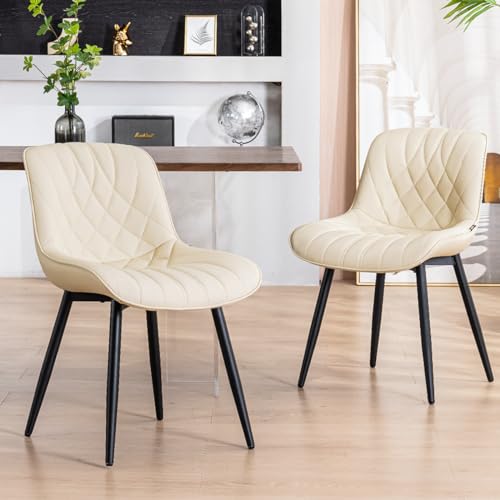 Beige Mid Century Modern Dining Chair Set of 2