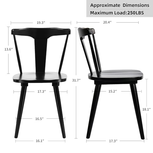 Set of 2 DUHOME Black Wood Mid-Century Wishbone Dining Chairs