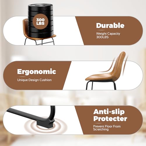 Set of 4 Modern Armless Faux Leather Dining Chairs (Brown)