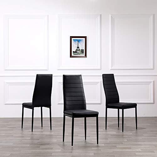 Karl Home Black Leather Dining Chair Set of 4