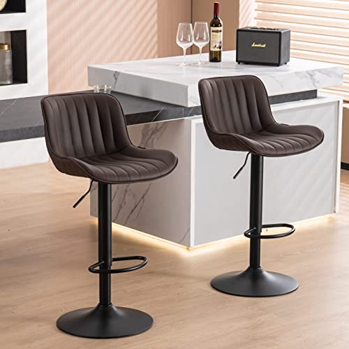 JNS AVIATION Modern Brown Bar Stools with Back for Kitchen Island