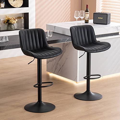 Modern Black Bar Stools Set of 2 for Kitchen Island