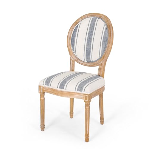 Christopher Knight Home Phinnaeus Dining Chair Set of 2 - Dark Blue and Natural Rubberwood