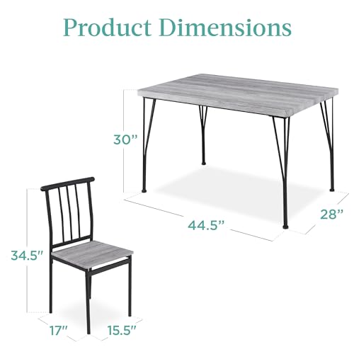 Modern Gray Metal and Wood Dining Set with 4 Chairs