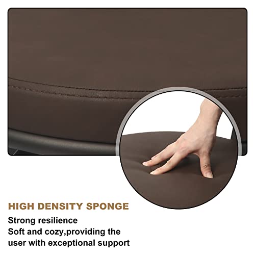 Set of 2 Modern 24-Inch Brown Leather Swivel Counter Height Bar Stools with Backs