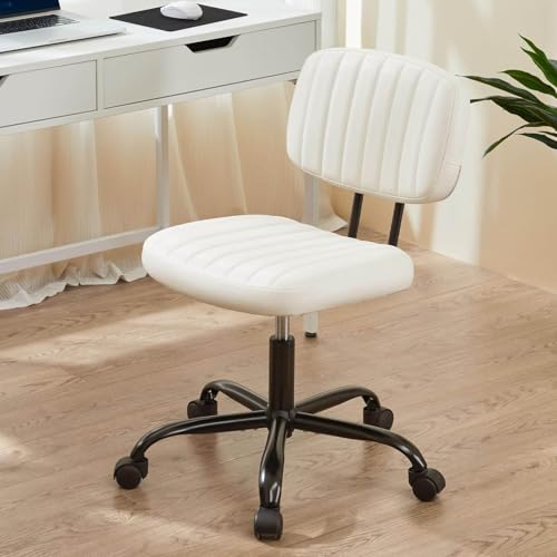 Elevon Adults & Students Rolling Desk Chair with Lumbar Support, Comfy PU Leather, No Arms
