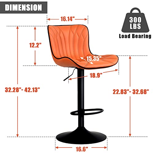 JNS AVIATION 24-Inch Swivel Counter Height Bar Stools for Kitchen Island – Faux Leather & Metal, Orange
