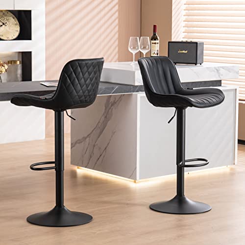 Modern Black Bar Stools Set of 2 for Kitchen Island