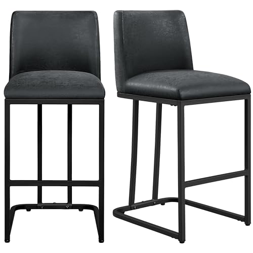 Modern Leather Counter Height Bar Stools Set for Kitchen