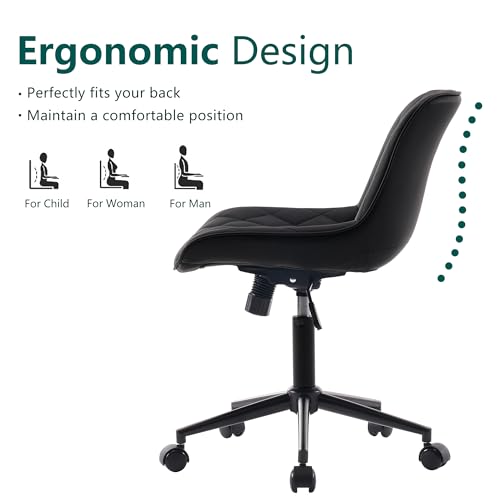 JNS AVIATION Modern Black Armless Desk Chair with Wheels