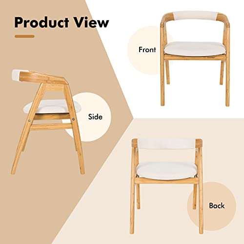 Modern Bamboo Accent Chair with Cushion for Living Room, Bedroom, Dining Room