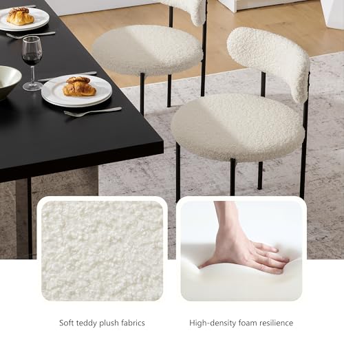 Modern Black and White Dining Chairs Set - Comfortable Upholstered Chairs for Dining Room (Set of 4)