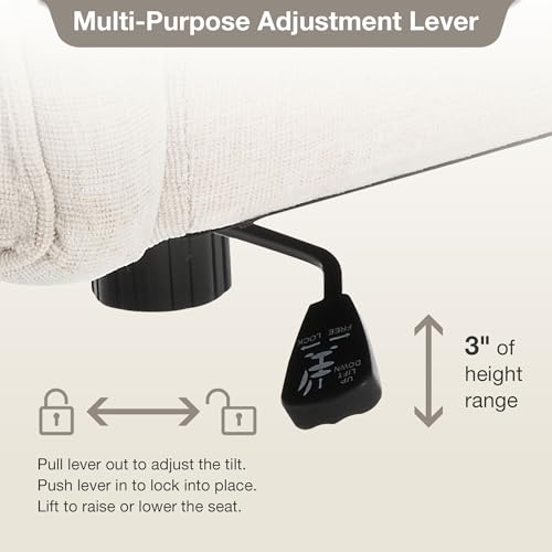 Modern Armless Fabric Office Chair with Wheels and Lumbar Pillow