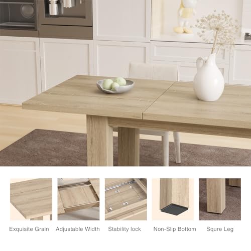 Vabches Extendable Mid-Century Modern Dining Table for 6-10 Guests