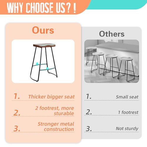 24 Metal Bar Stools Set of 4, Saddle Seat Backless Counter Height Barstools - Brown

Audience: those interested in bar stools for kitchen islands.