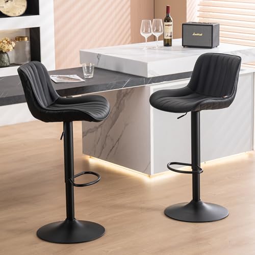 Modern Black Bar Stools Set of 2 for Kitchen Island