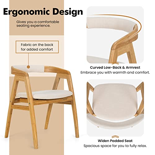 Modern Bamboo Accent Chair with Cushion for Living Room, Bedroom, Dining Room