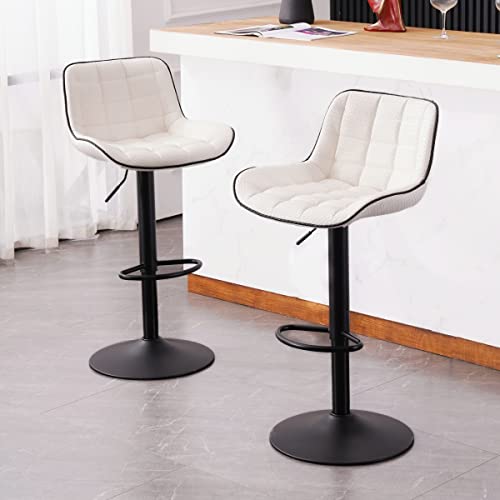 JNS AVIATION Set of 2 Modern Adjustable Swivel Bar Stools with Back for Kitchen Islands