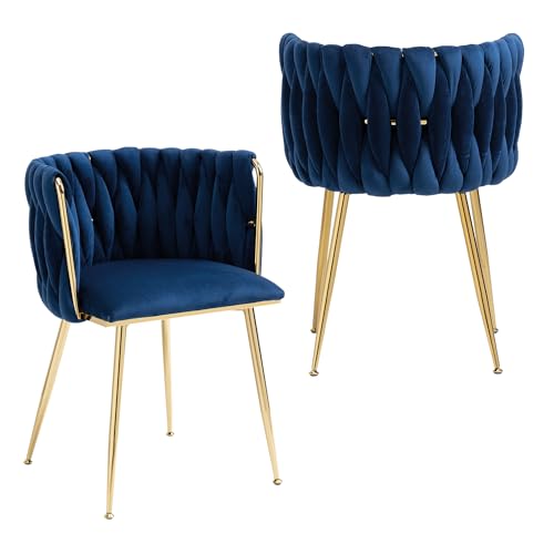 Nrizc Blue Velvet Gold Leg Dining Chairs - Modern Living Room, Dining & Kitchen Accents