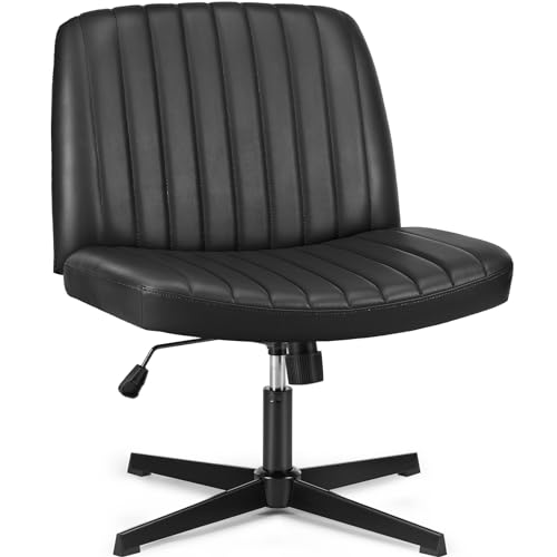 JNS AVIATION Black No Wheels Armless Desk Chair for Home Office - Padded