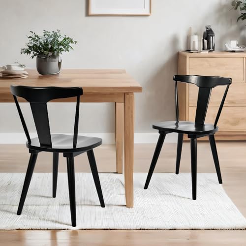 Set of 2 DUHOME Black Wood Mid-Century Wishbone Dining Chairs